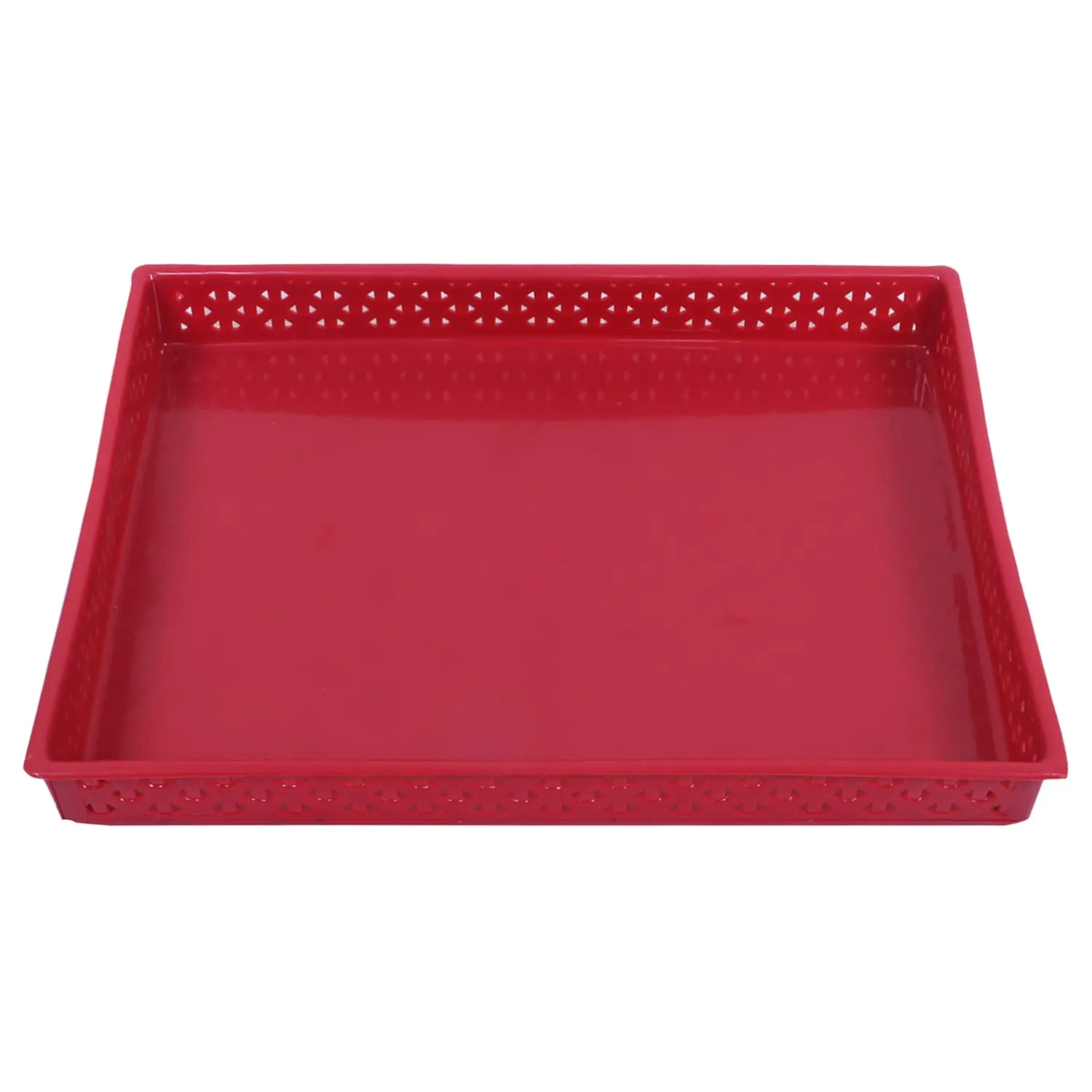 Heart Home Storage Tray|Versatile Plastic Storage Organizer|Rectangular Tray for Kitchen Storage|Storage Tray for Office|ALEXA-15|Pack of 2 (Maroon)