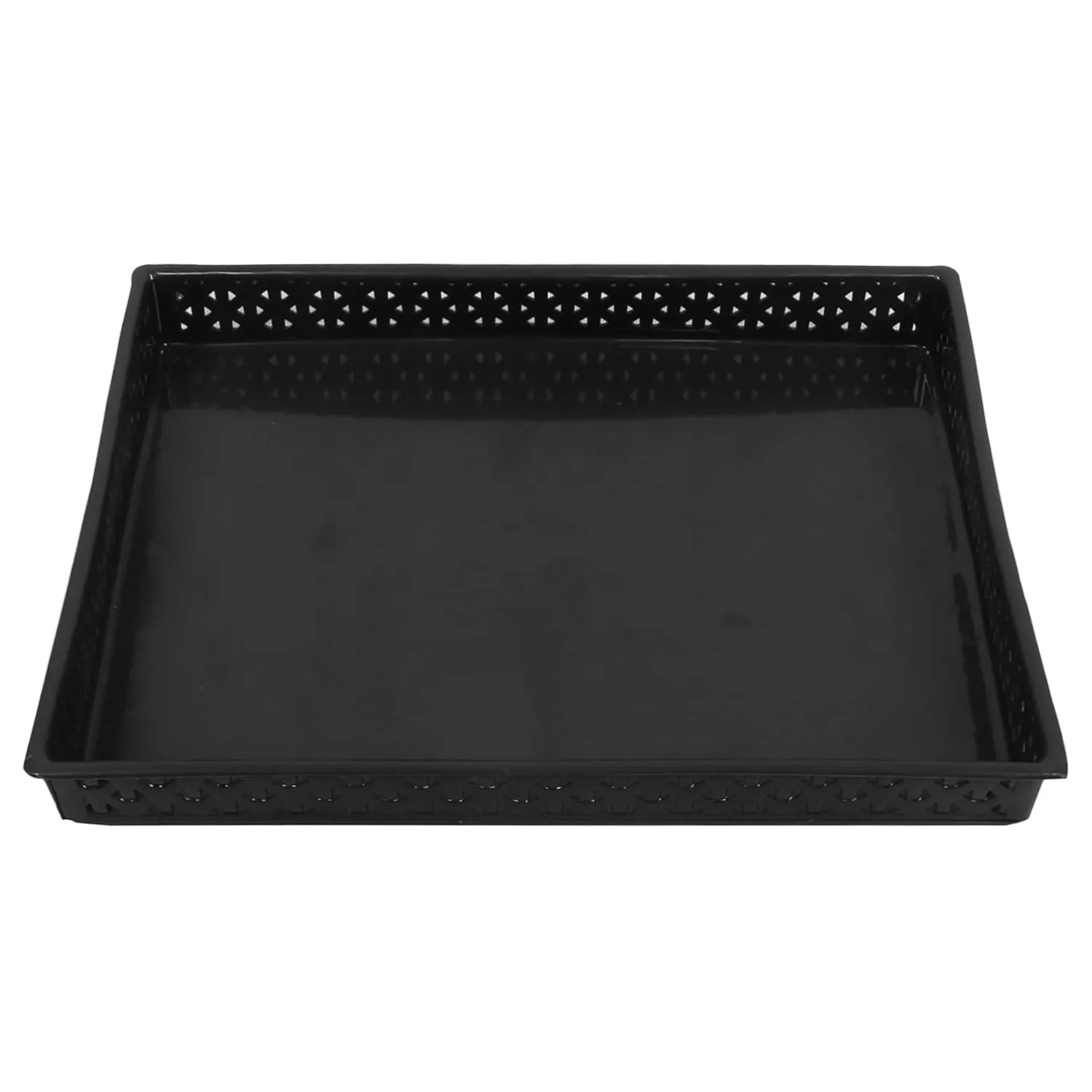 Heart Home Storage Tray|Versatile Plastic Storage Organizer|Rectangular Tray for Kitchen Storage|Storage Tray for Office|ALEXA-15|Pack of 3 (Black)