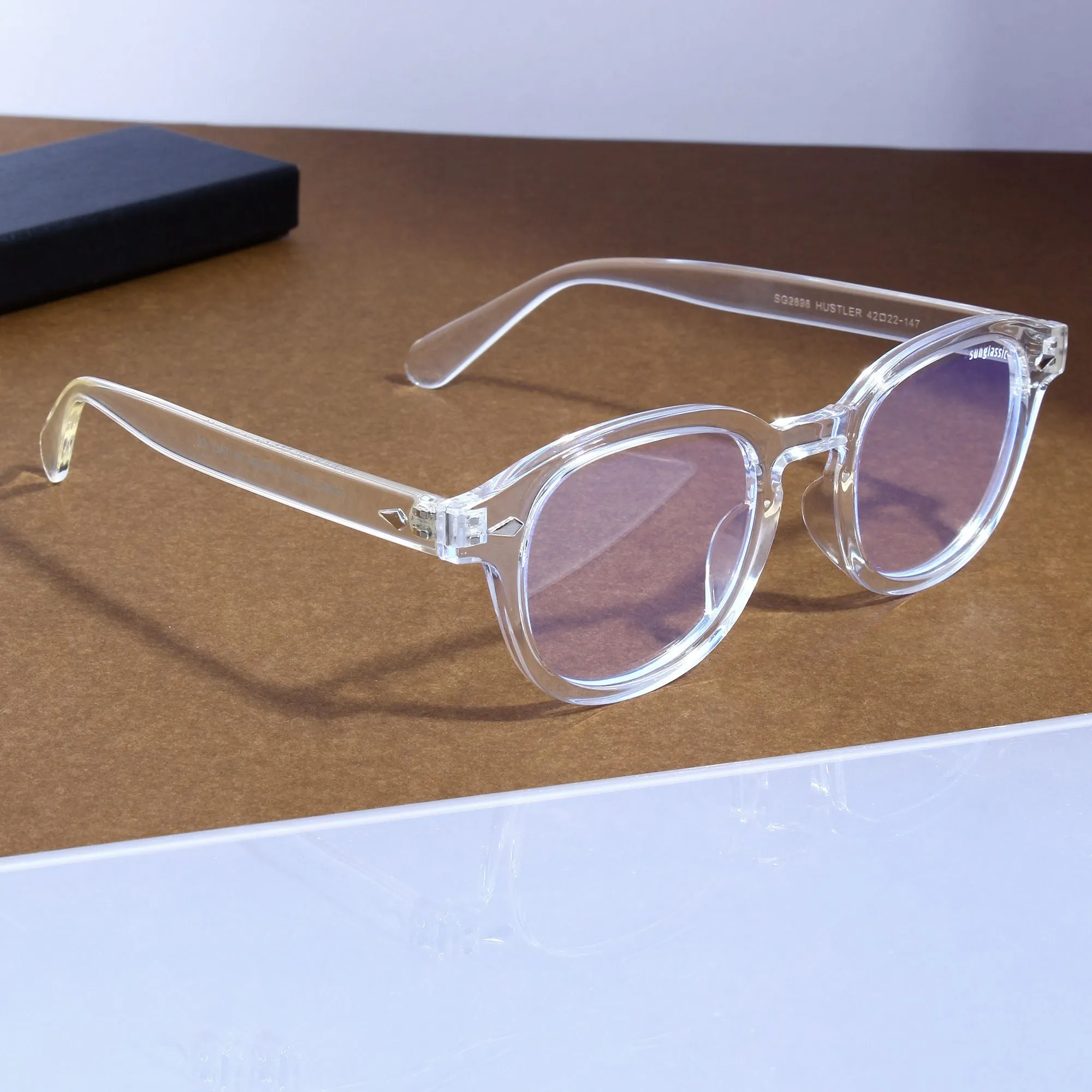 Hustler Clear Anti Blue Light Round Sunglasses