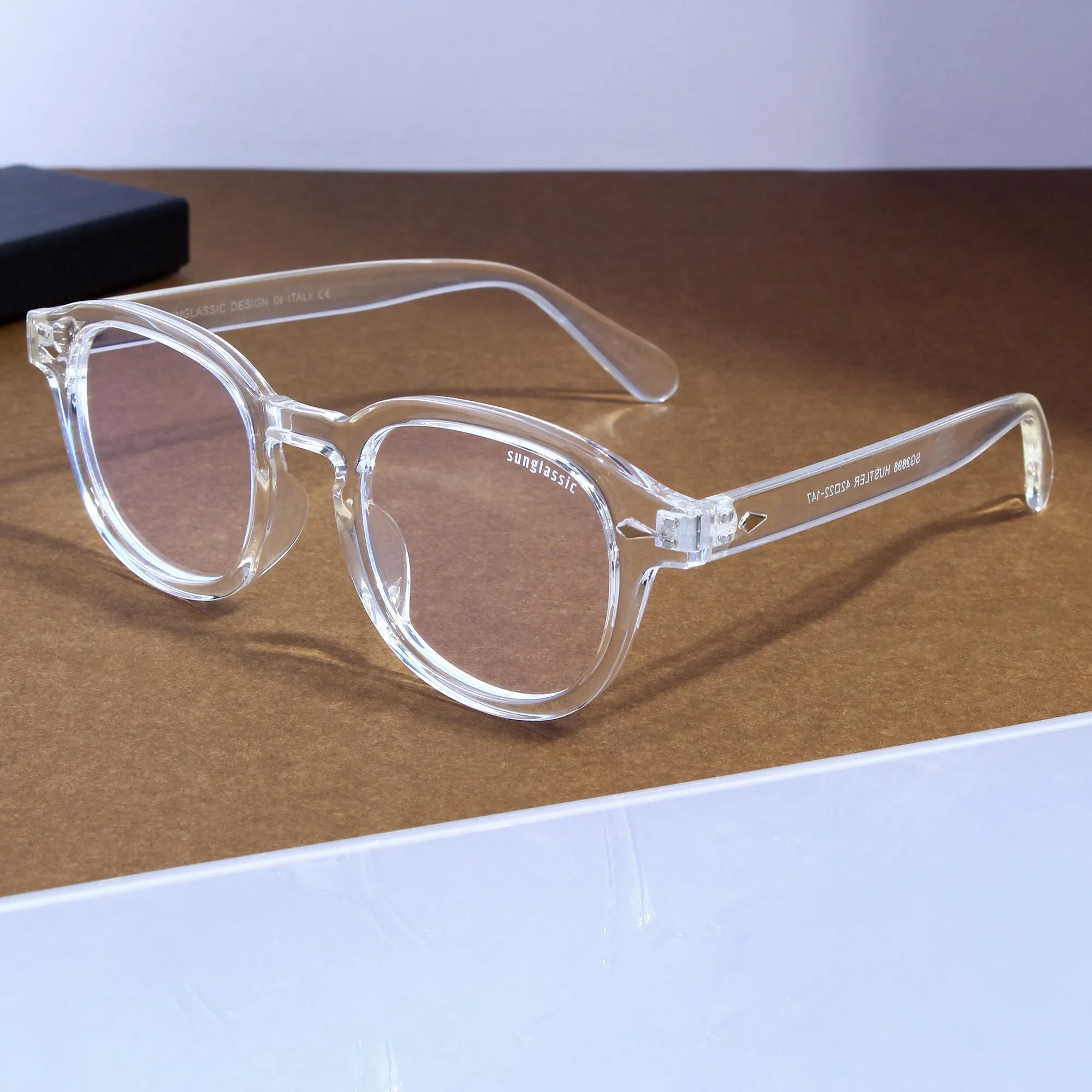 Hustler Clear Anti Blue Light Round Sunglasses