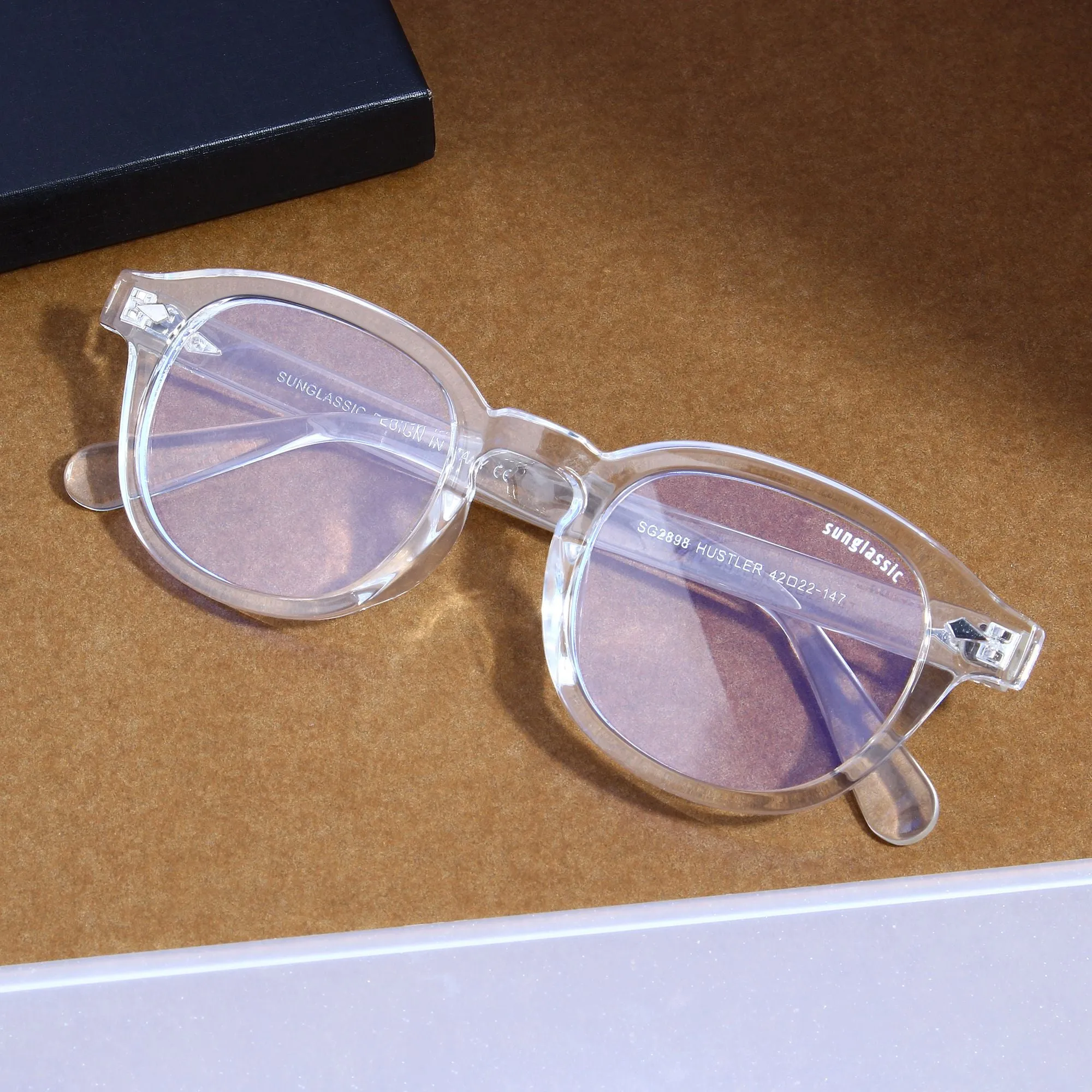 Hustler Clear Anti Blue Light Round Sunglasses