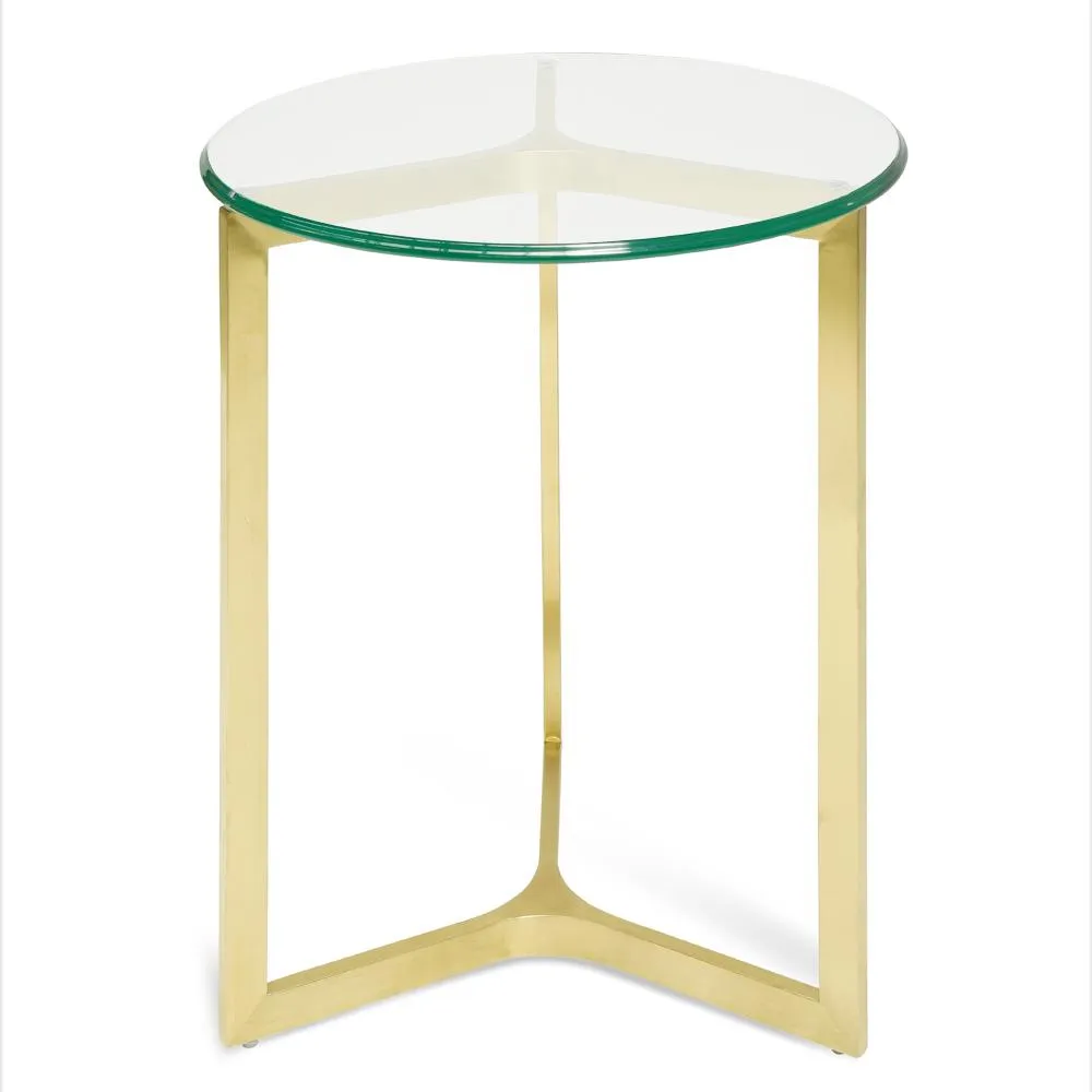 Janet Round Glass Side Table - Gold Base