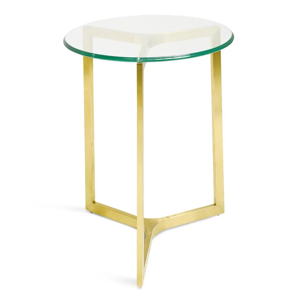 Janet Round Glass Side Table - Gold Base