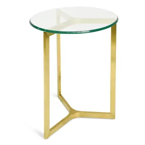 Janet Round Glass Side Table - Gold Base