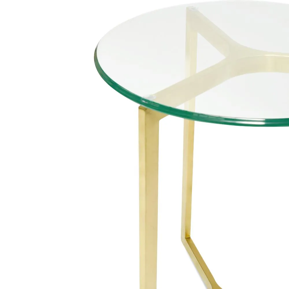 Janet Round Glass Side Table - Gold Base