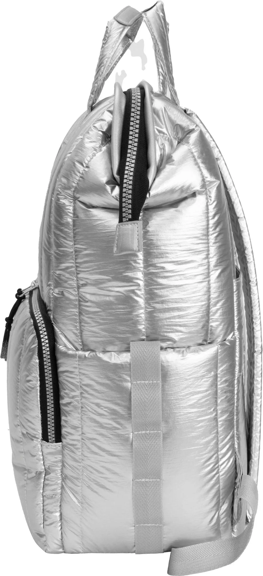 Joan & David Tubular Quilted Metallic Puffer Nylon 18 Inch Square Workbook Backpack