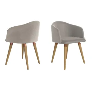 Kari Velvet Matelassé Accent Chair in Beige - Set of 2