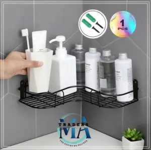 Kitchen Organizers Shelf Multipurpose Storage Basket for Kitchen & Bathroom Accessories Storage Rack for Dish Wash Liquids / Cosmetics Shampoo Holder, Household Punch Corner Frame Shelve MA53