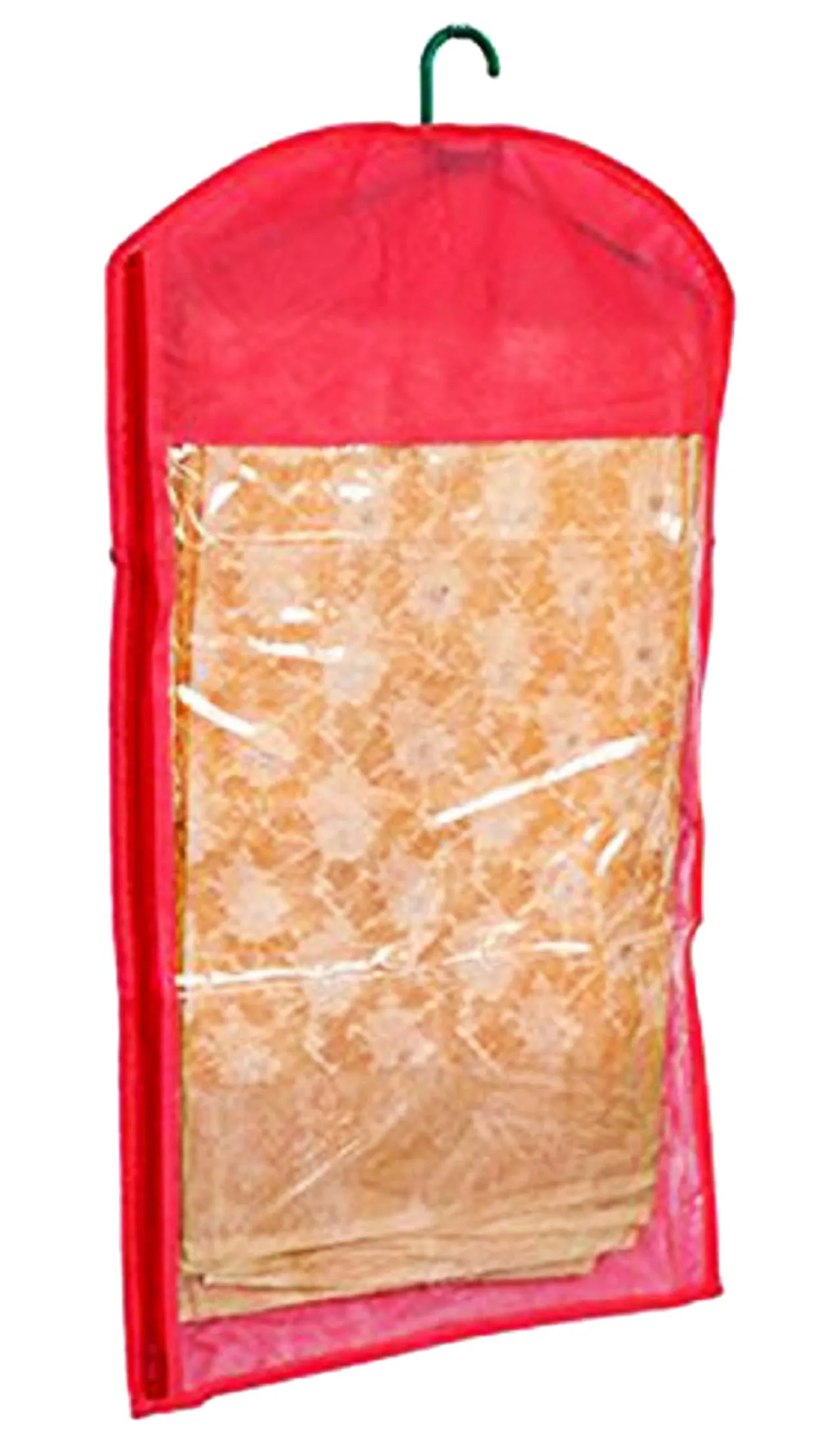 Kuber Industries 12 Pieces Non Woven Hanging Saree Cover Wardrobe Organiser with Hanger (Red) - CTKTC30950