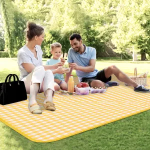 Kuber Industries Chatai Mat | Foldable Chatai for Travel | Sleeping Mat for Floor | Bedsheet & Mattress Protector | Floor Chatai Mat for Yoga | Chatai for Picnic | Check-Design | Yellow