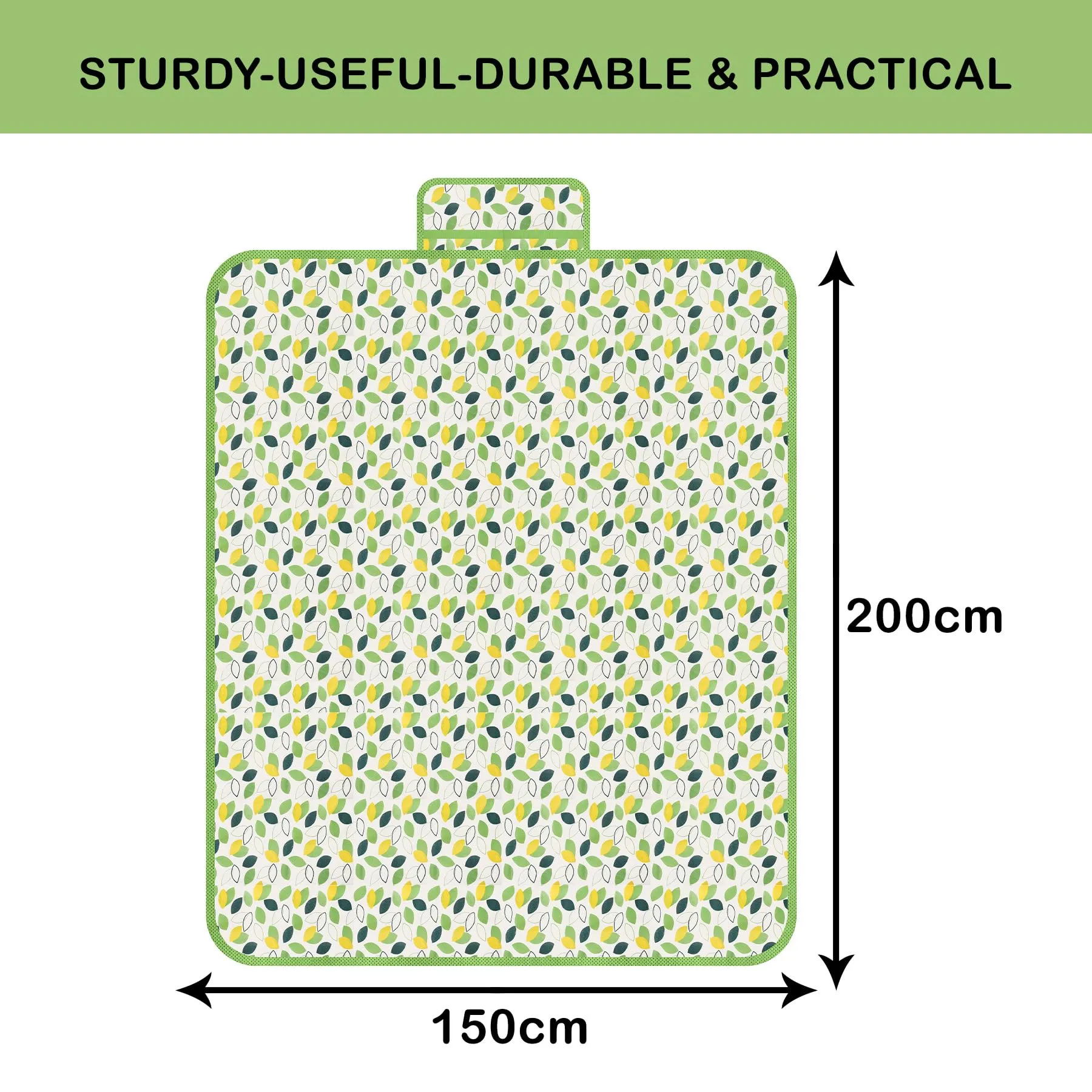 Kuber Industries Chatai Mat | Foldable Chatai for Travel | Sleeping Mat for Floor | Bedsheet & Mattress Protector | Floor Chatai Mat for Yoga | Chatai for Picnic | Leaf-Design | Green