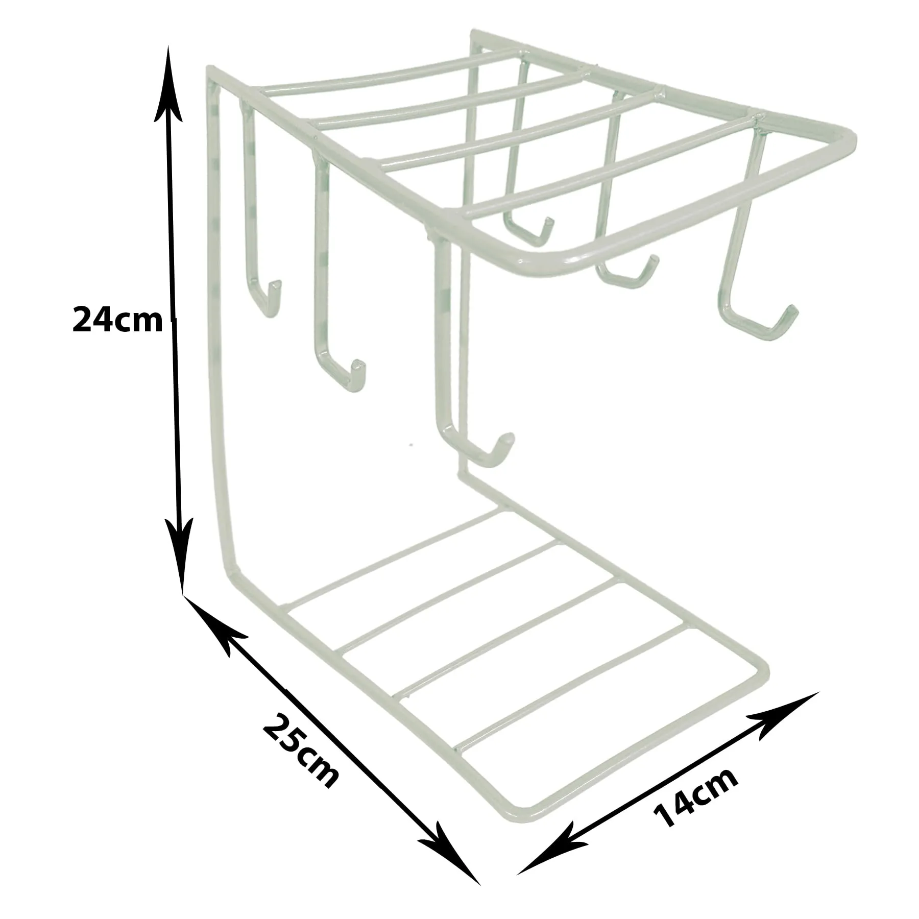 Kuber Industries Kitchen Stand | Cup & Plate Stand for Kitchen | Coffee and Tea Mug Holder | Plate Stand for Kitchen with 6 Hooks | Organizer for Kitchen | Stand Hanger | White