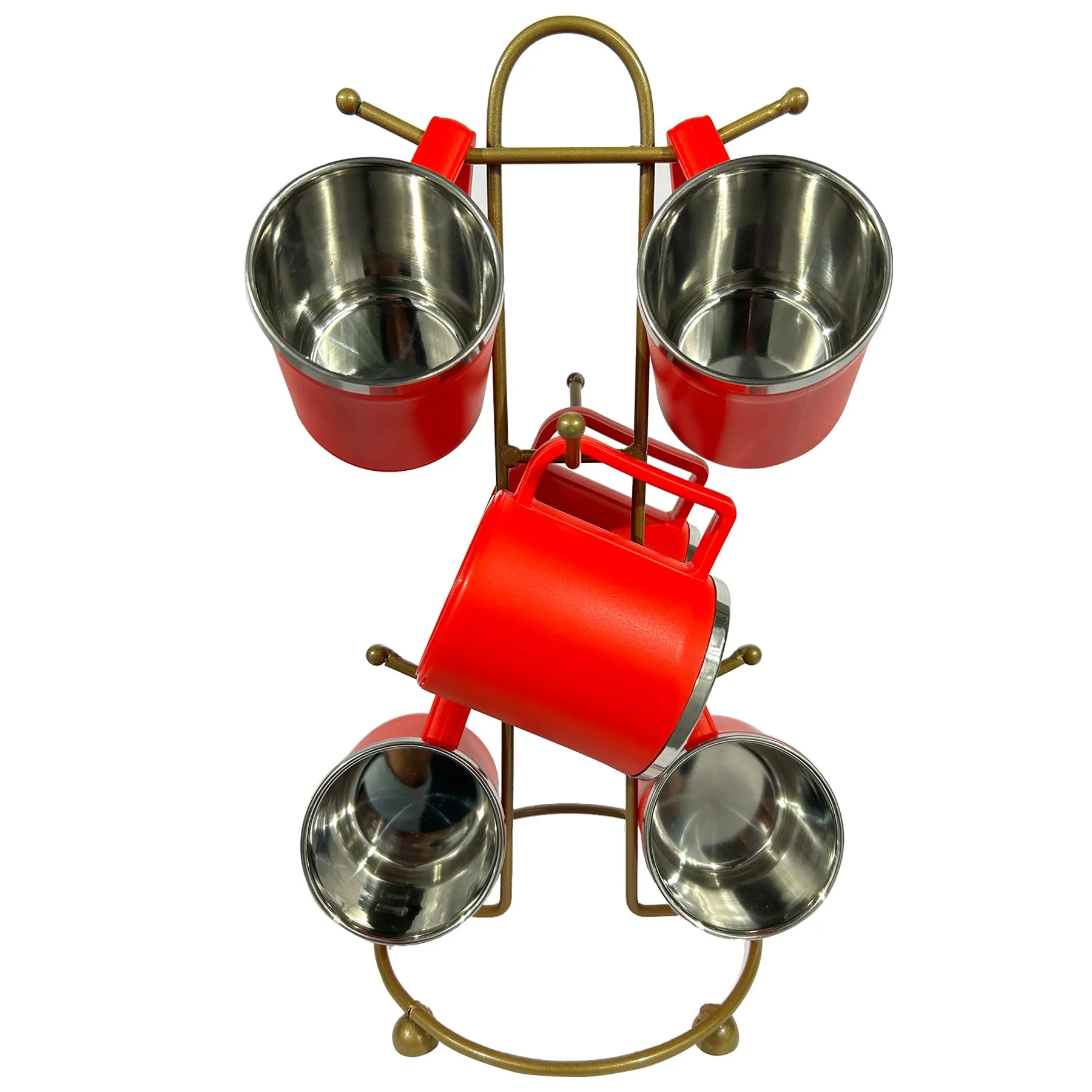 Kuber Industries Kitchen Stand | Cup Stand for Kitchen | Coffee and Tea Mug Holder | Dinning Tabel Cup Stand for Kitchen | Organizer for Kitchen | 6 Cup Stand Hanger | Gold