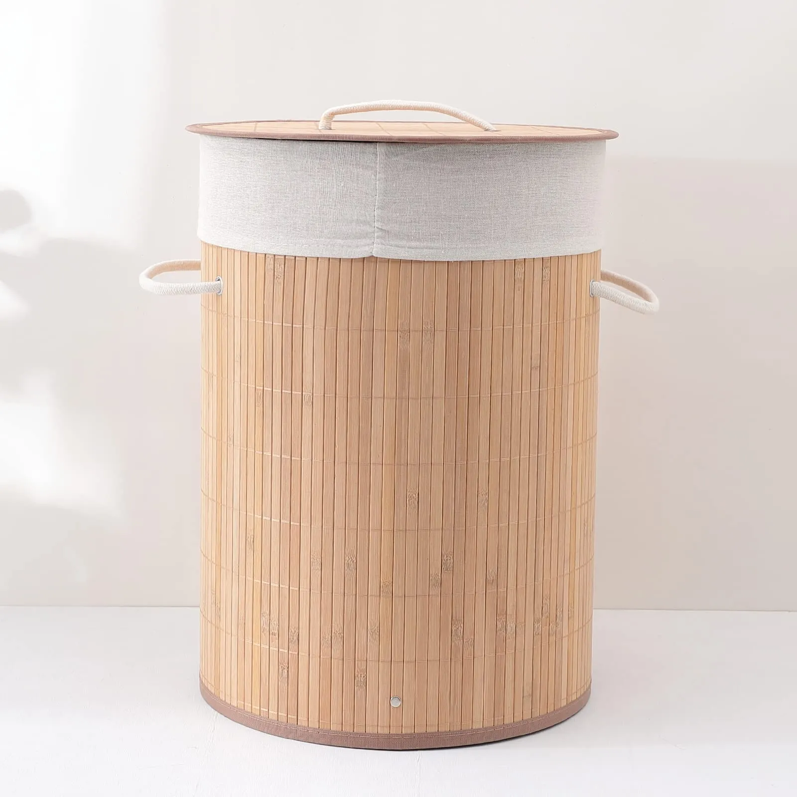 Kuber Industries Laundry Basket | Bamboo Laundry Basket With Lid | Cloth Hamper Basket for Bathroom | Laundry Basket for Toys | Storage Basket | Pack of 3 | Dark Brown