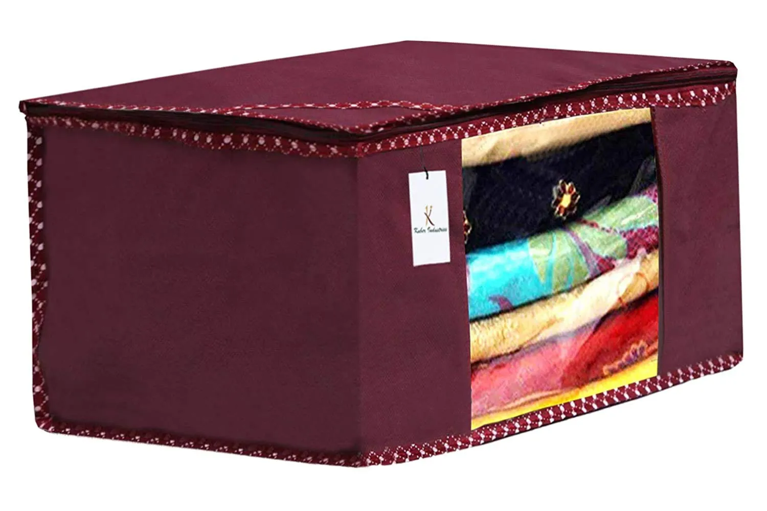 Kuber Industries Non Woven 2 Pieces Saree Cover/Cloth Wardrobe Organizer and 2 Pieces Blouse Cover Combo Set (Pink & Maroon)- CTKTC045363