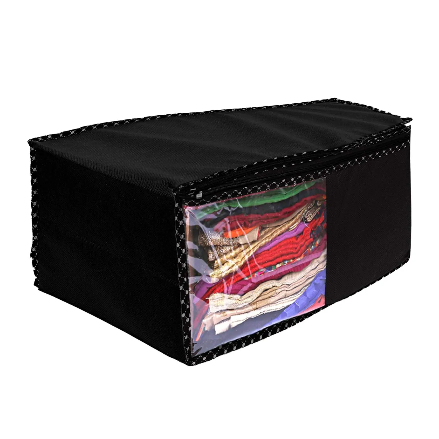 Kuber Industries Non Woven 6 Piece Saree Cover/Cloth Wardrobe Organizer and 6 Pieces Blouse Cover Combo Set (Black) -CTKTC038395