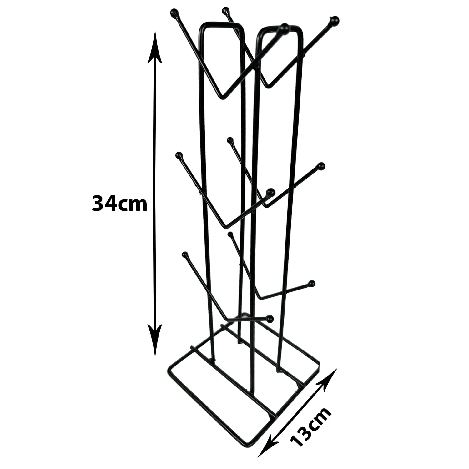 Kuber Industries Pack of 4 Kitchen Stand | Cup Stand for Kitchen | Coffee and Tea Mug Holder | Dinning Tabel Cup Stand for Kitchen | Organizer for Kitchen | 12 Hook Cup Stand Hanger | Black