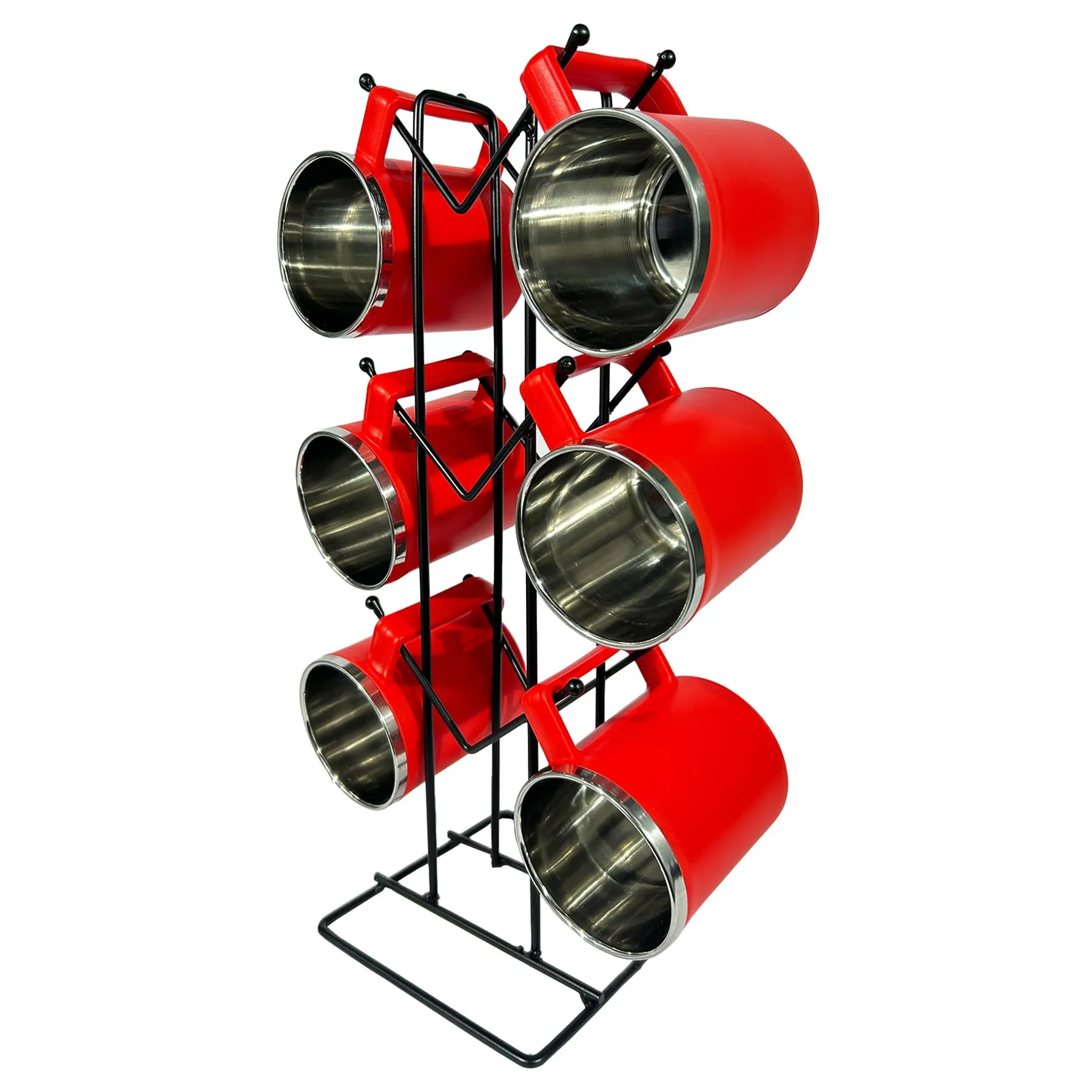 Kuber Industries Pack of 5 Kitchen Stand | Cup Stand for Kitchen | Coffee and Tea Mug Holder | Dinning Tabel Cup Stand for Kitchen | Organizer for Kitchen | 12 Hook Cup Stand Hanger | Black