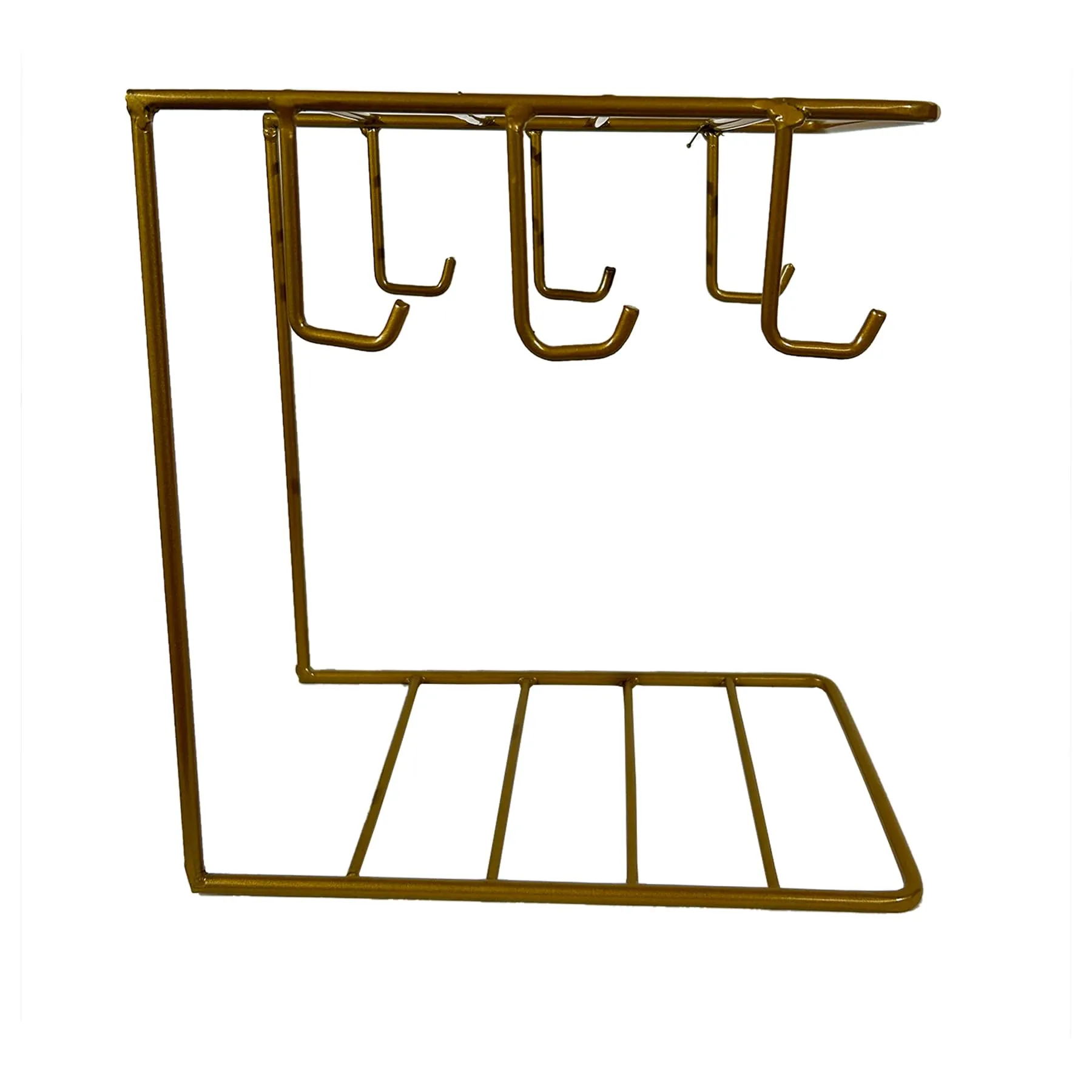 Kuber Industries Pack of 6 Kitchen Stand | Cup & Plate Stand for Kitchen | Coffee and Tea Mug Holder | Plate Stand for Kitchen with 6 Hooks | Organizer for Kitchen | Stand Hanger | Gold