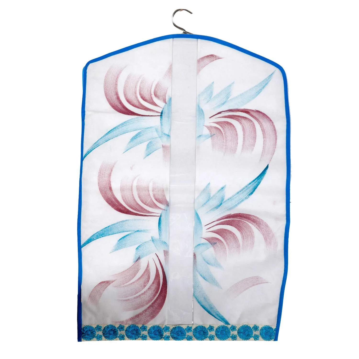 Kuber Industries Printed 12 Piece Non Woven Hanging Embroidered Saree Cover Wardrobe Organiser (Blue) - CTKTC23150