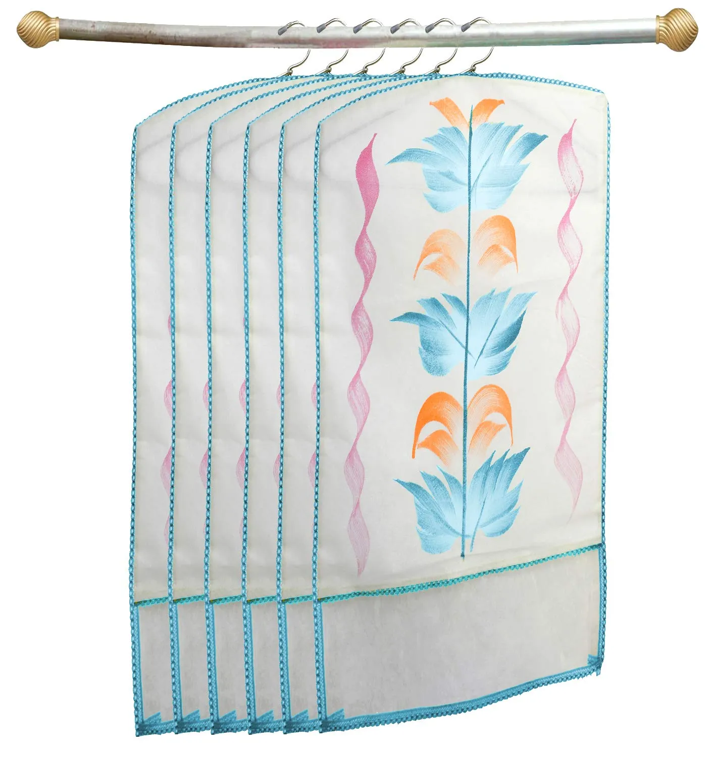 Kuber Industries Printed 12 Piece Non Woven Hanging Saree Cover Wardrobe Organiser (Blue) -CTKTC38913