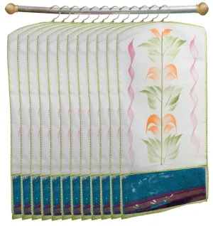 Kuber Industries Printed 12 Piece Non Woven Hanging Saree Cover Wardrobe Organiser (Green) -CTKTC038925