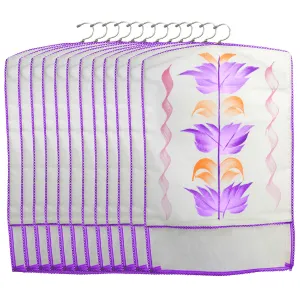 Kuber Industries Printed 12 Piece Non Woven Hanging Saree Cover Wardrobe Organiser (Purple) -CTKTC38920