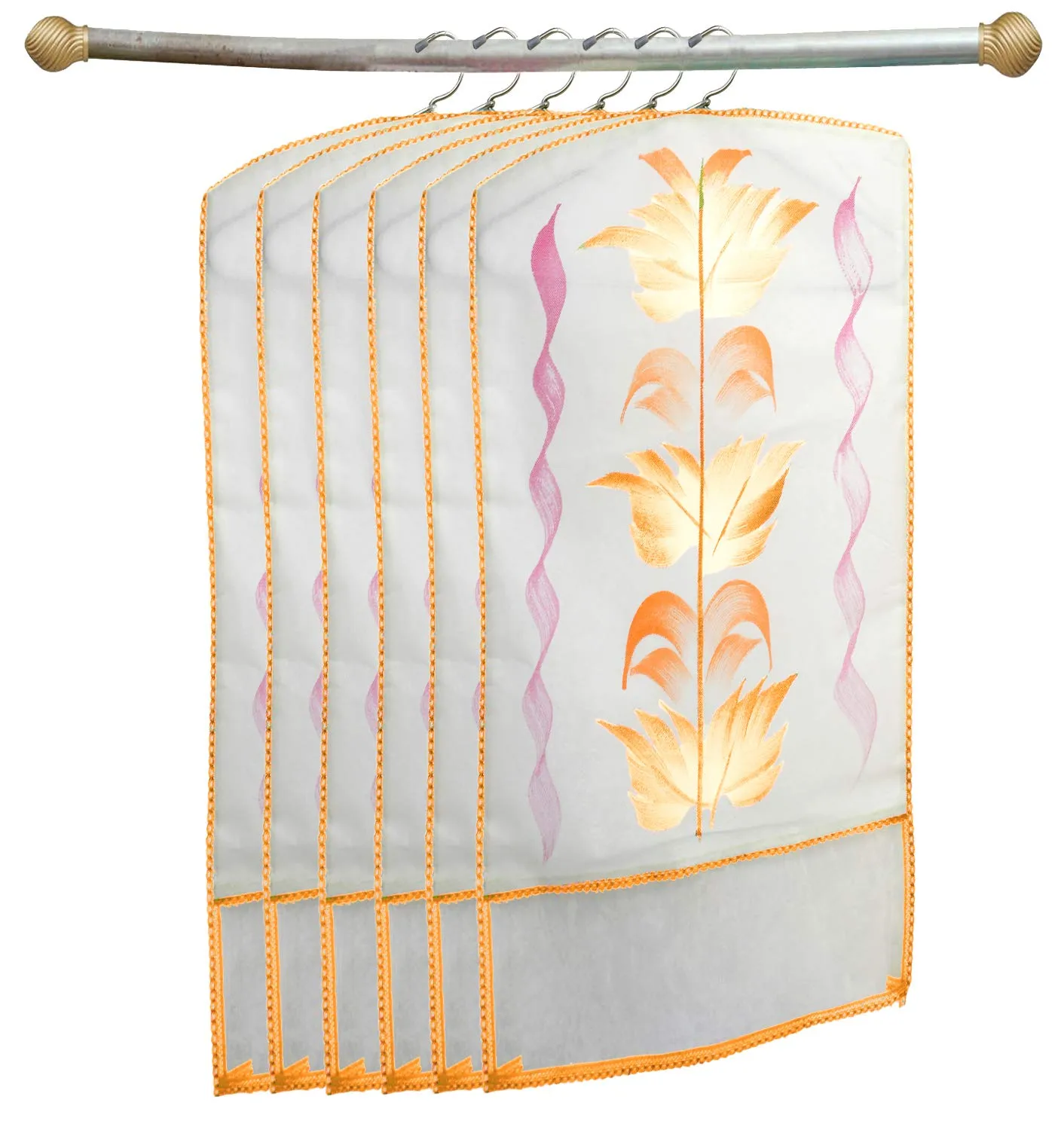 Kuber Industries Printed 24 Piece Non Woven Hanging Saree Cover Wardrobe Organiser (Cream) - CTKTC038946