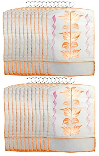 Kuber Industries Printed 24 Piece Non Woven Hanging Saree Cover Wardrobe Organiser (Orange) -CTKTC038909 Pack of 24