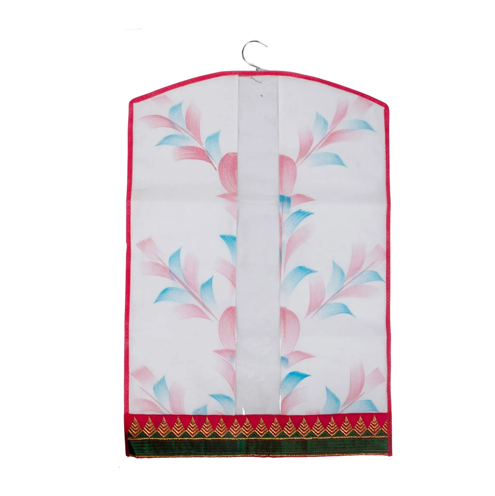 Kuber Industries Printed 6 Piece Non Woven Hanging Embroidered Saree Cover Wardrobe Organiser (Pink) - CTKTC023155