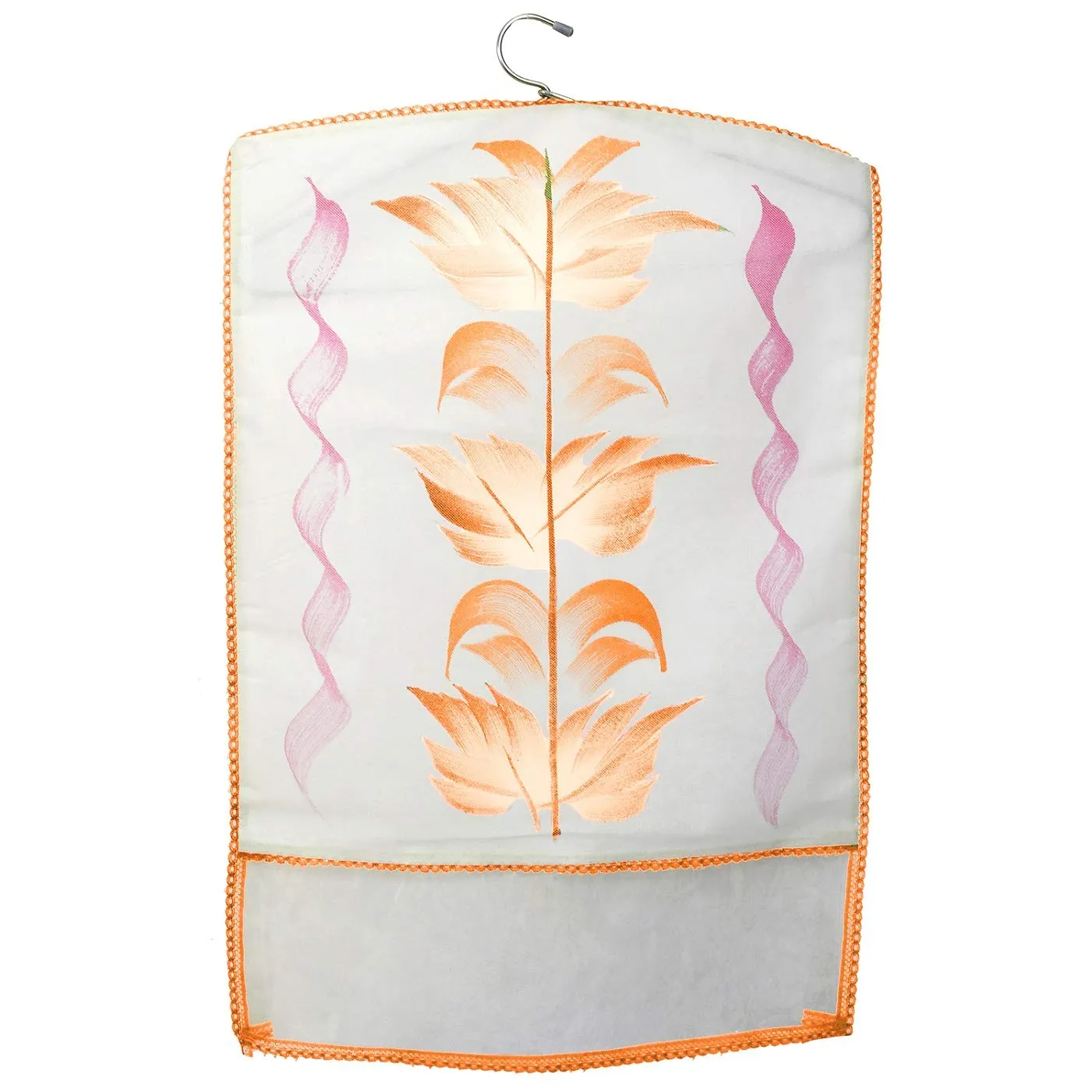 Kuber Industries Printed 6 Piece Non Woven Hanging Saree Cover Wardrobe Organiser (Orange) -CTKTC38906