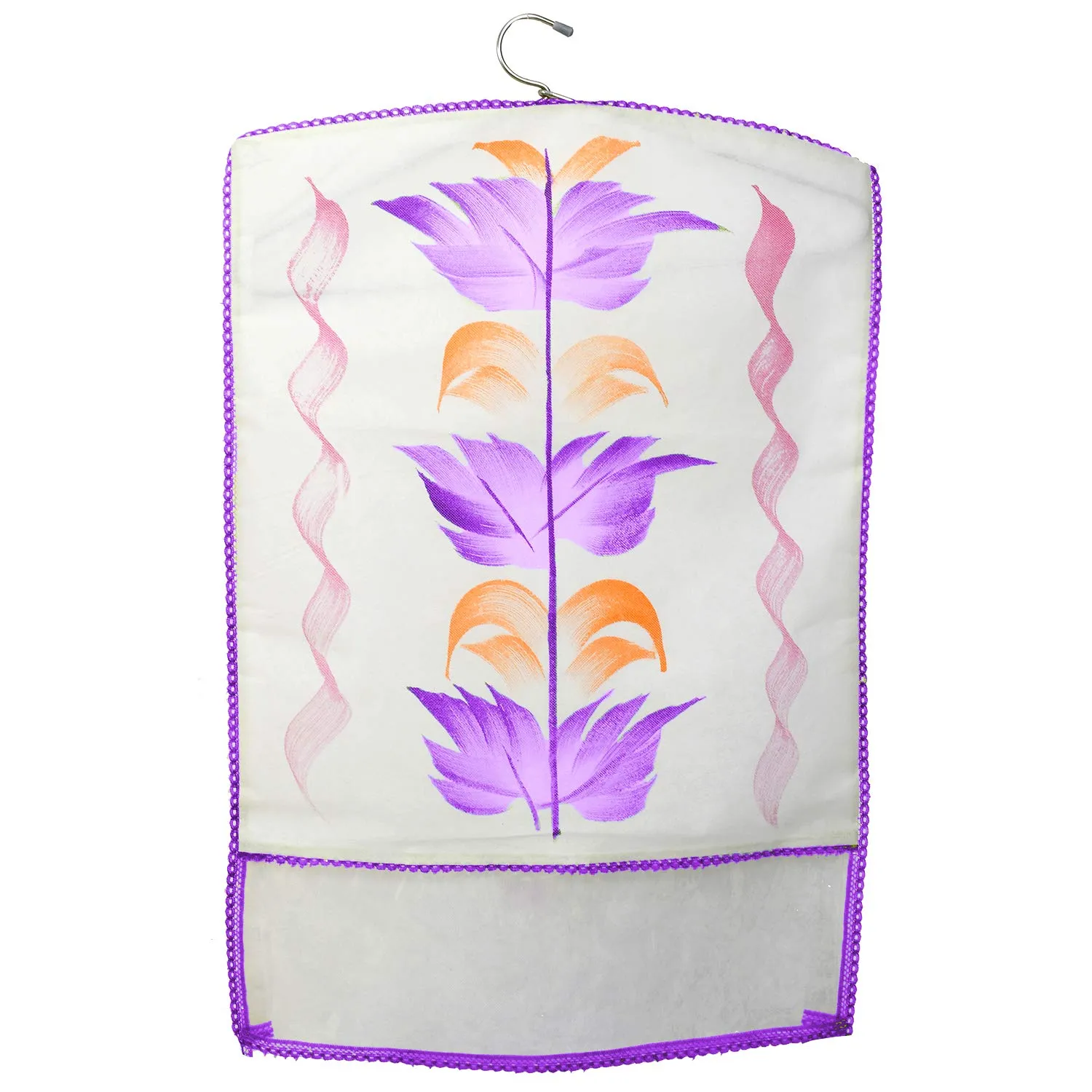 Kuber Industries Printed 6 Piece Non Woven Hanging Saree Cover Wardrobe Organiser (Purple) -CTKTC038917