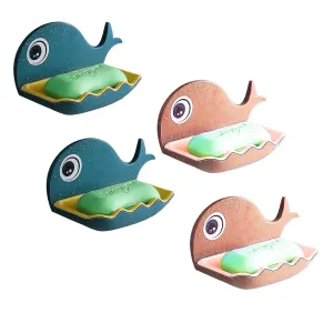 Kuber Industries Soap Stand for Bathroom Kitchen Sink Magic Stickers Wall Mounted (Set of 2 Pcs) Soap Dish Holder, Fish Design Random Color(Plastic) (Pack of 2)