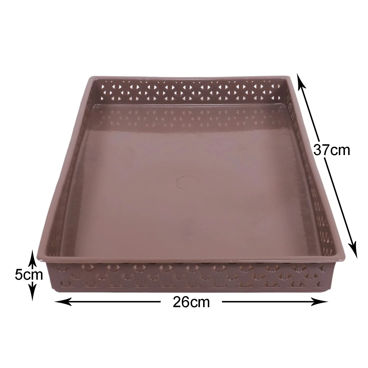 Kuber Industries Storage Tray|Versatile Plastic Storage Organizer|Rectangular Tray for Kitchen Storage|Storage Tray for Office|ALEXA-15|Pack of 2 (Coffee)