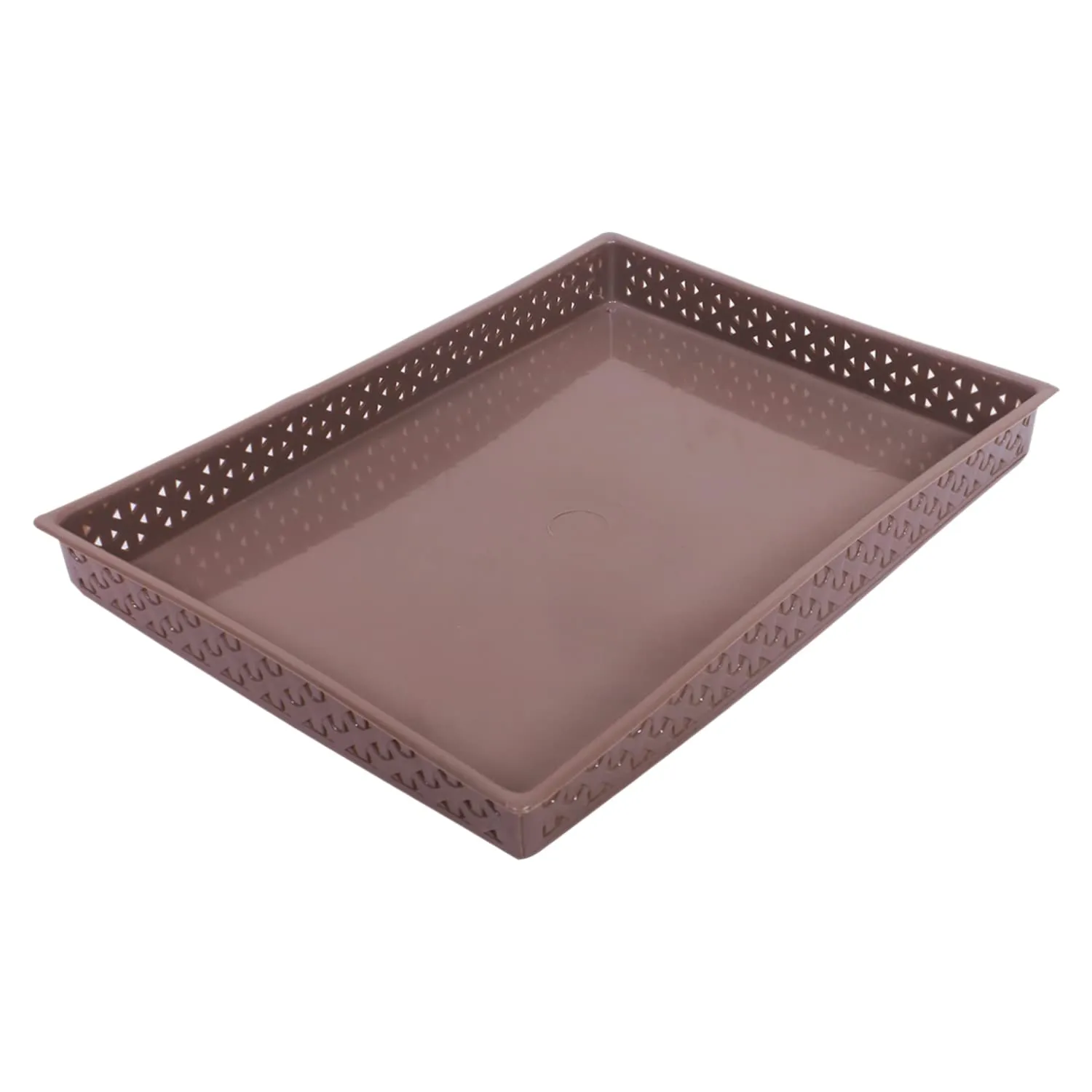 Kuber Industries Storage Tray|Versatile Plastic Storage Organizer|Rectangular Tray for Kitchen Storage|Storage Tray for Office|ALEXA-15|Pack of 2 (Coffee)