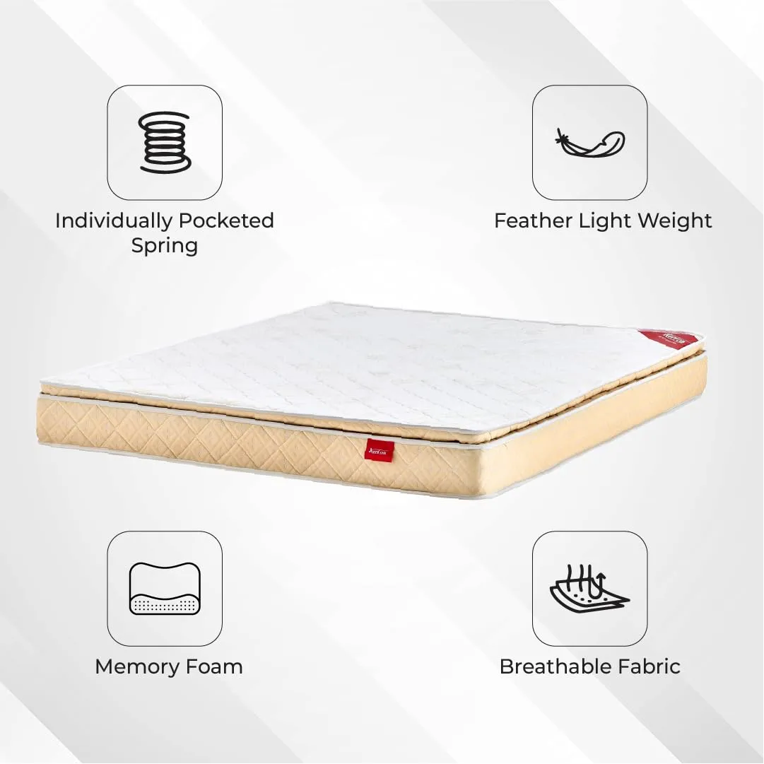 Kurl-On Mattress | Supernova |8-Inch Mattress King Bed, High Density Foam   Pocket Spring Mattress (78x72x8 Inches, Medium Soft) | Sturdy Heavy Duty Foam| 5 Years Warranty.