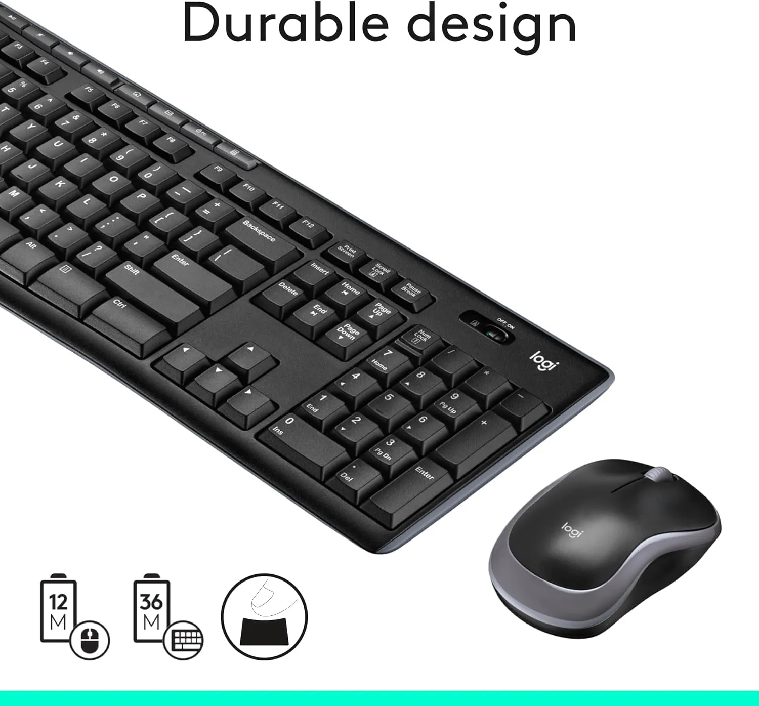 Logitech MK270 Wireless Keyboard and Mouse Combo for Windows, 2.4 Ghz Wireless, Compact Mouse, 8 Multimedia and Shortcut Keys, for PC, Laptop - Black