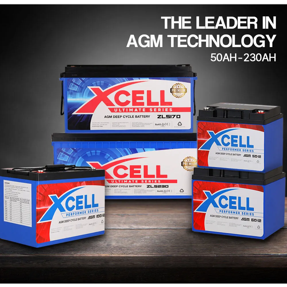 Maintenance-Free 12V 60Ah AGM Deep Cycle Battery for Mobility, Golf & Camping by X-Cell