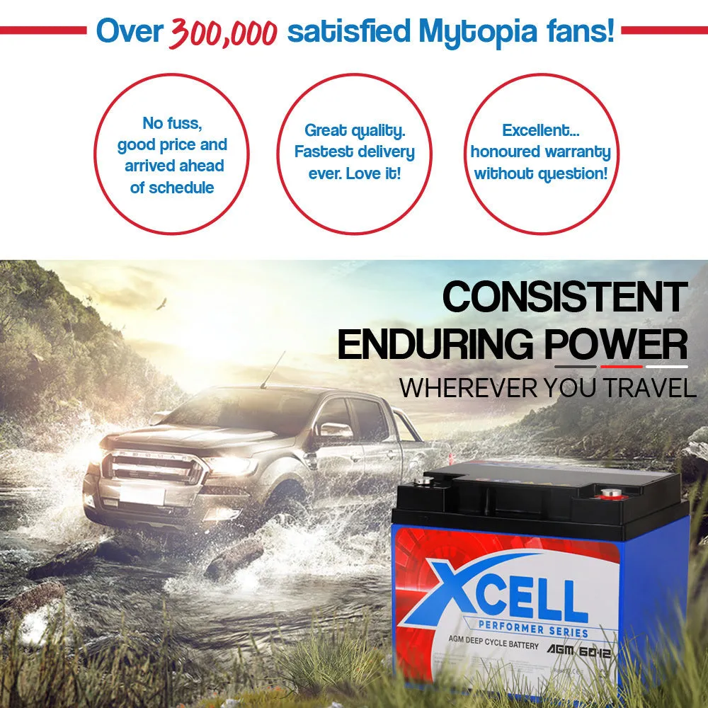 Maintenance-Free 12V 60Ah AGM Deep Cycle Battery for Mobility, Golf & Camping by X-Cell