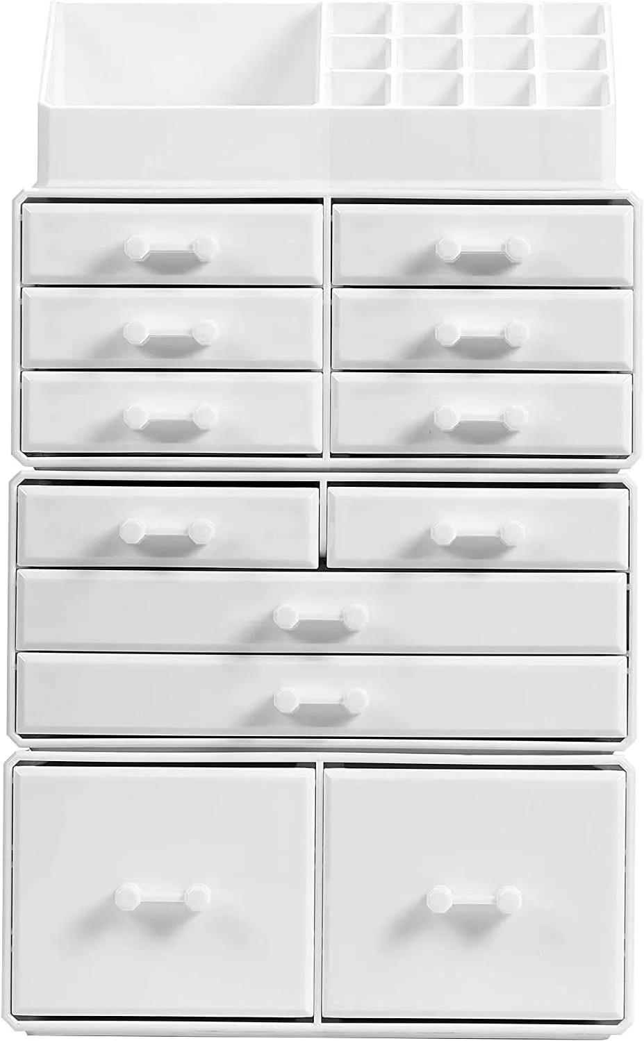 Makeup Cosmetic Organizer Storage with 12 Drawers Display Boxes (White)