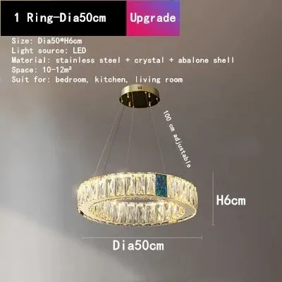 Mansion Crystal Shell Chandelier: Luxe LED Pendant Lights for Living Room