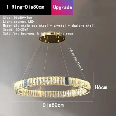 Mansion Crystal Shell Chandelier: Luxe LED Pendant Lights for Living Room