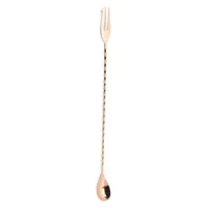 Mezclar Cocktail Spoon With Fork Copper