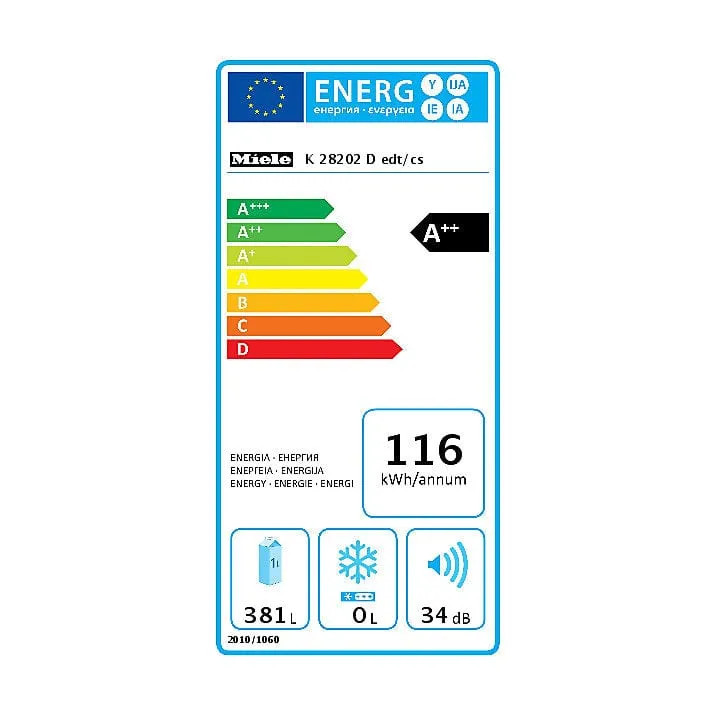 Miele K28202 Freestanding Fridge, A   Energy Rating, 60cm Wide, Clean Steel