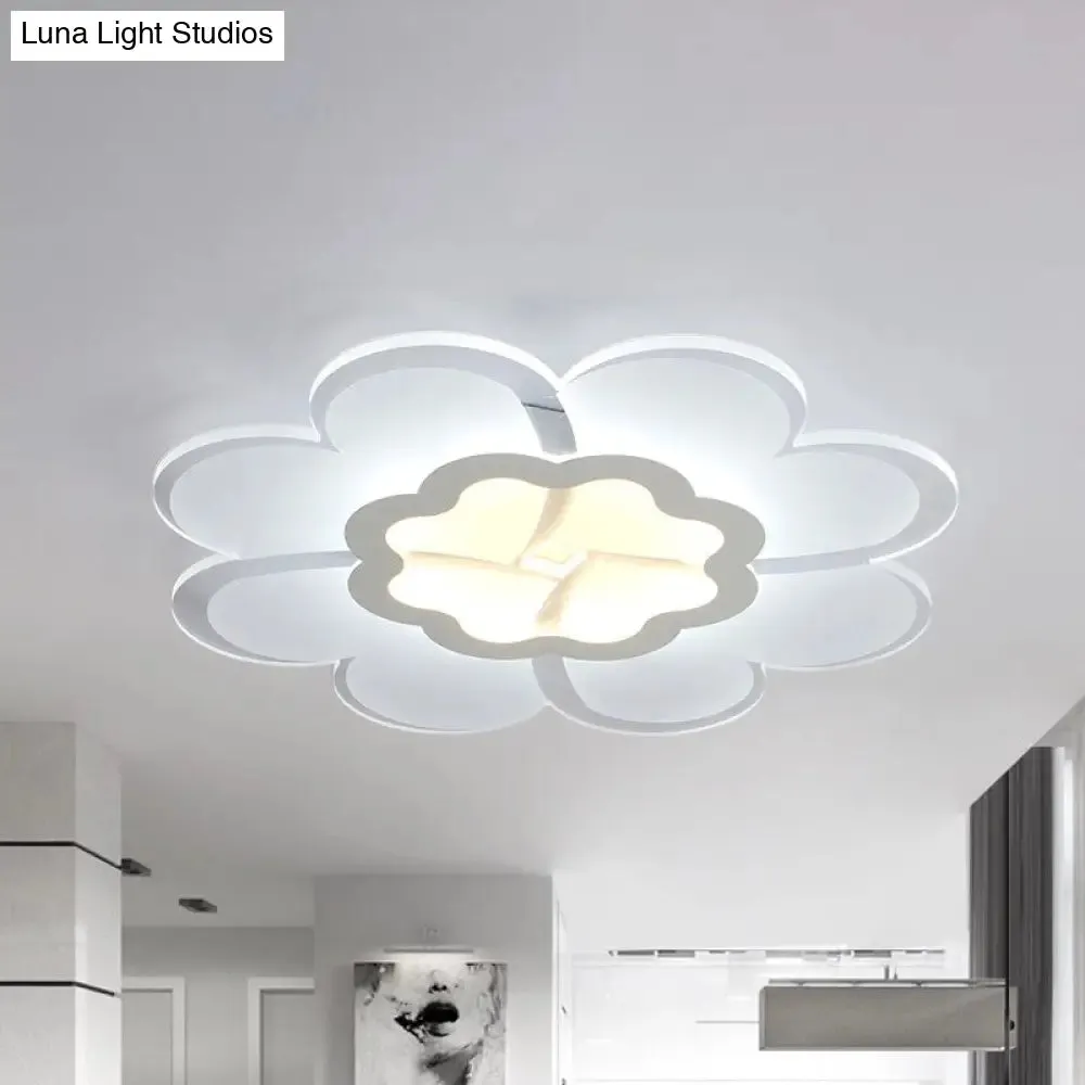 Modern 16"/19.5" White LED Flower Flush Mount Ceiling Lamp with 3 Light Color Options