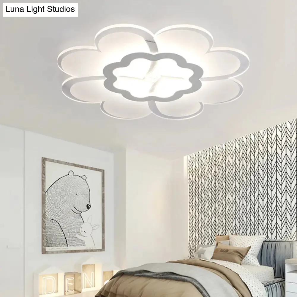 Modern 16"/19.5" White LED Flower Flush Mount Ceiling Lamp with 3 Light Color Options