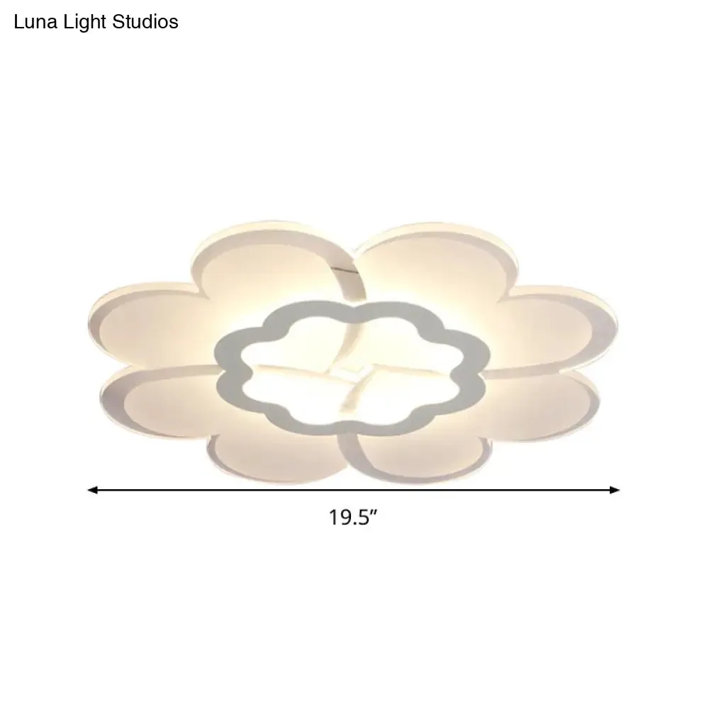 Modern 16"/19.5" White LED Flower Flush Mount Ceiling Lamp with 3 Light Color Options