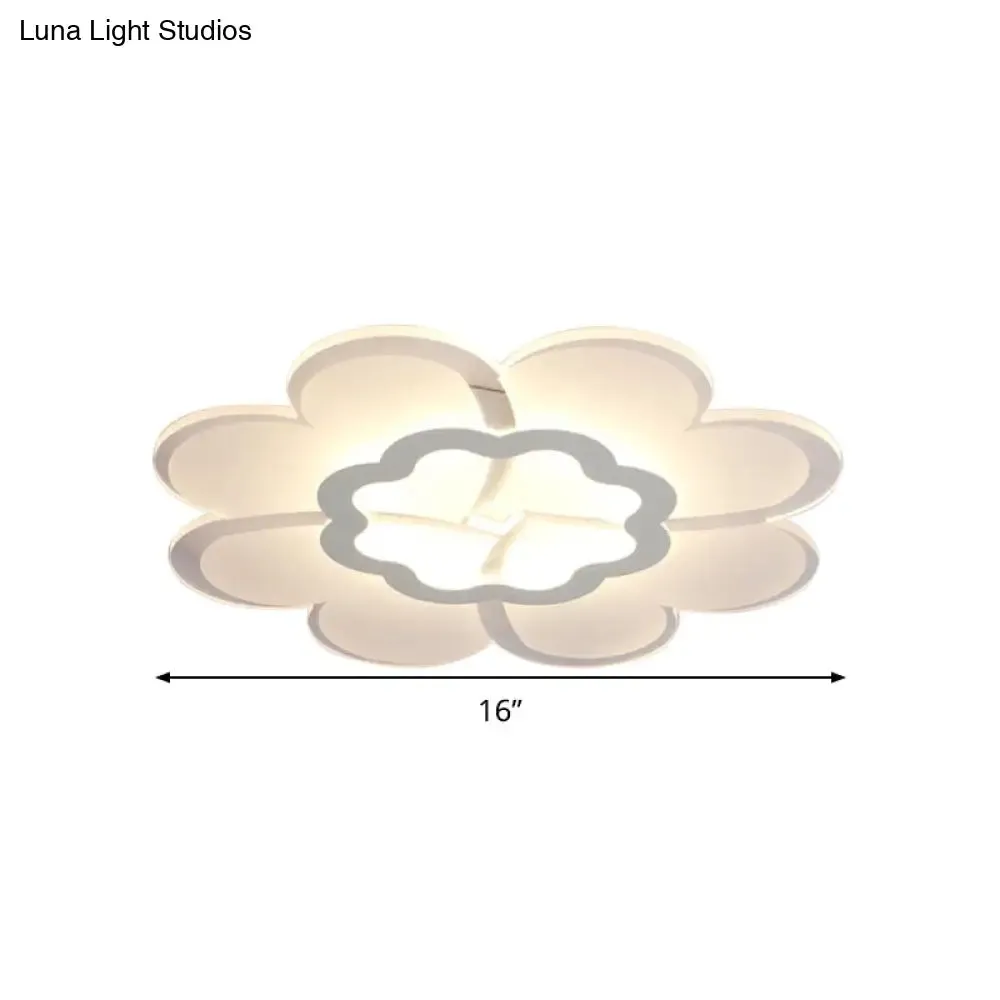 Modern 16"/19.5" White LED Flower Flush Mount Ceiling Lamp with 3 Light Color Options