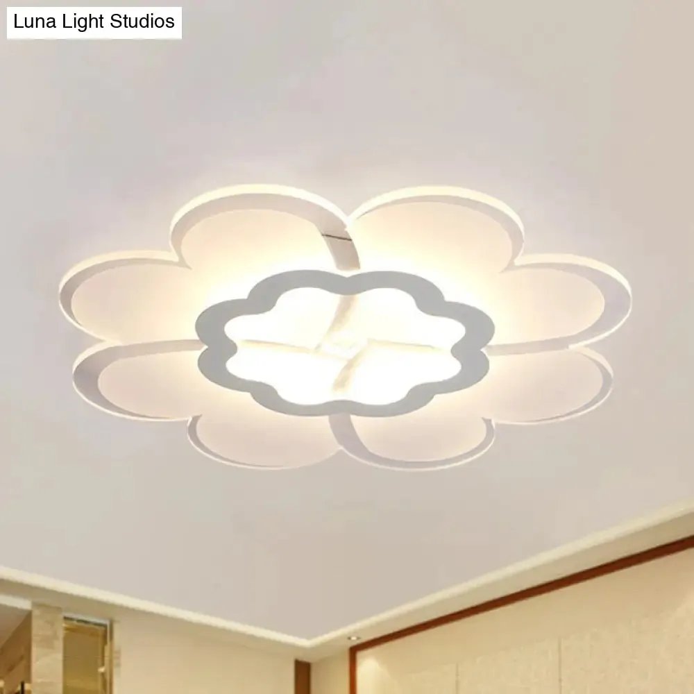 Modern 16"/19.5" White LED Flower Flush Mount Ceiling Lamp with 3 Light Color Options