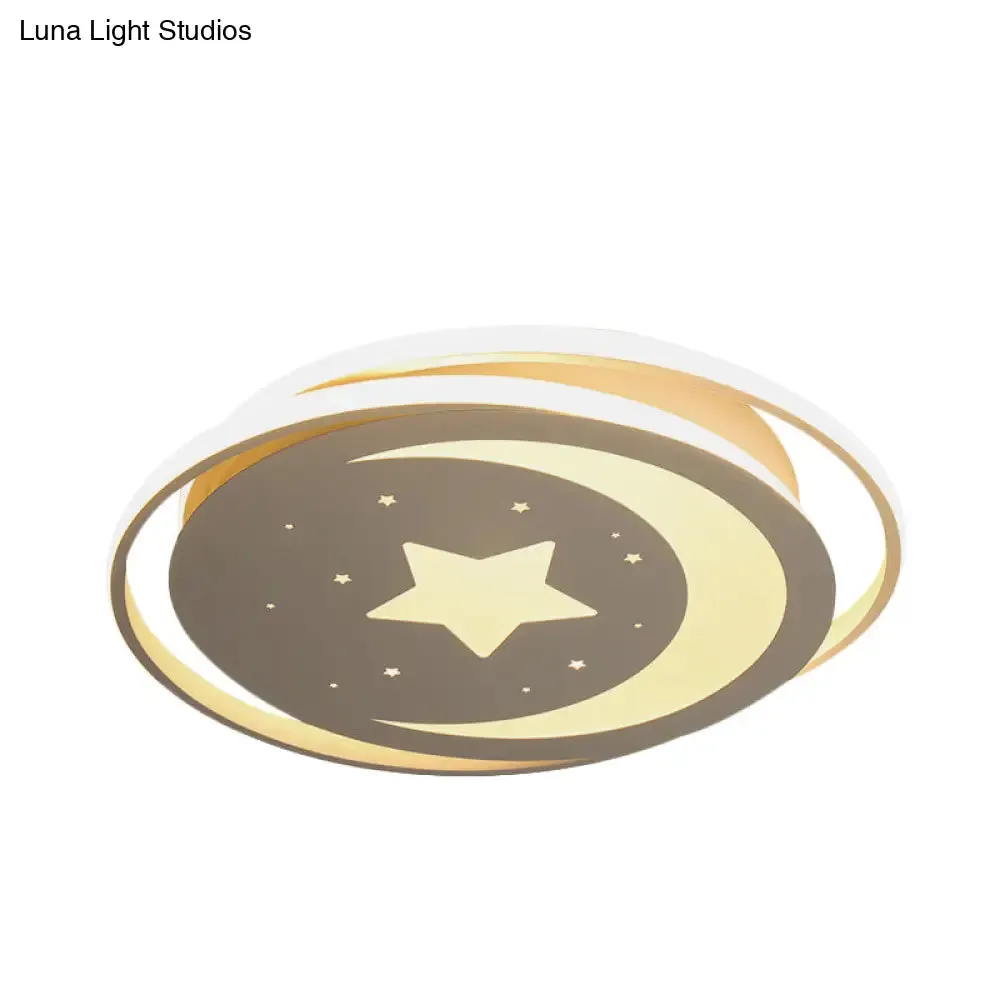 Modern Acrylic Moon and Stars LED Flush Mount Ceiling Light with White/Warm Light - 16"/19.5" Width